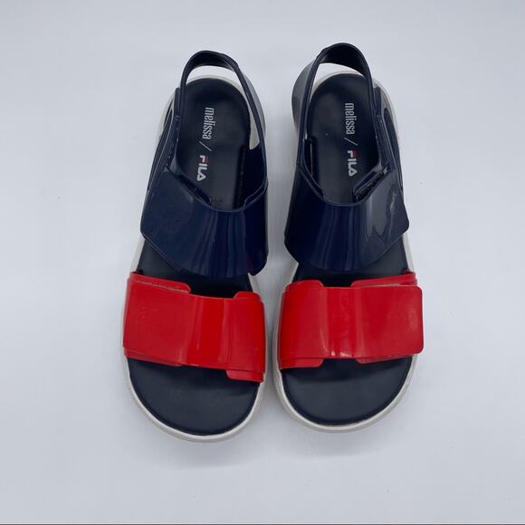 Melissa X Fila Slingback Platform Sandals - Blue/Red - 10 - Picture 2 of 11
